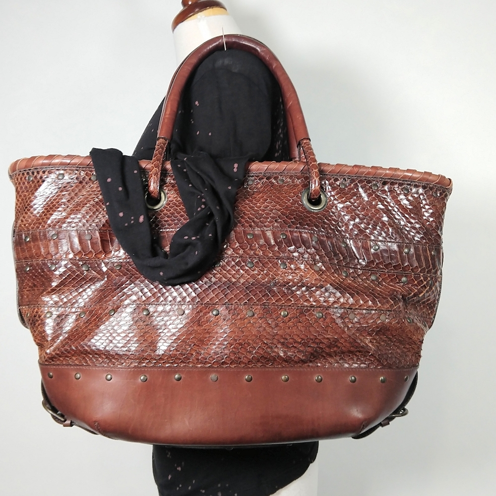 Barbara Bui snakeskin stud & leather tote XL